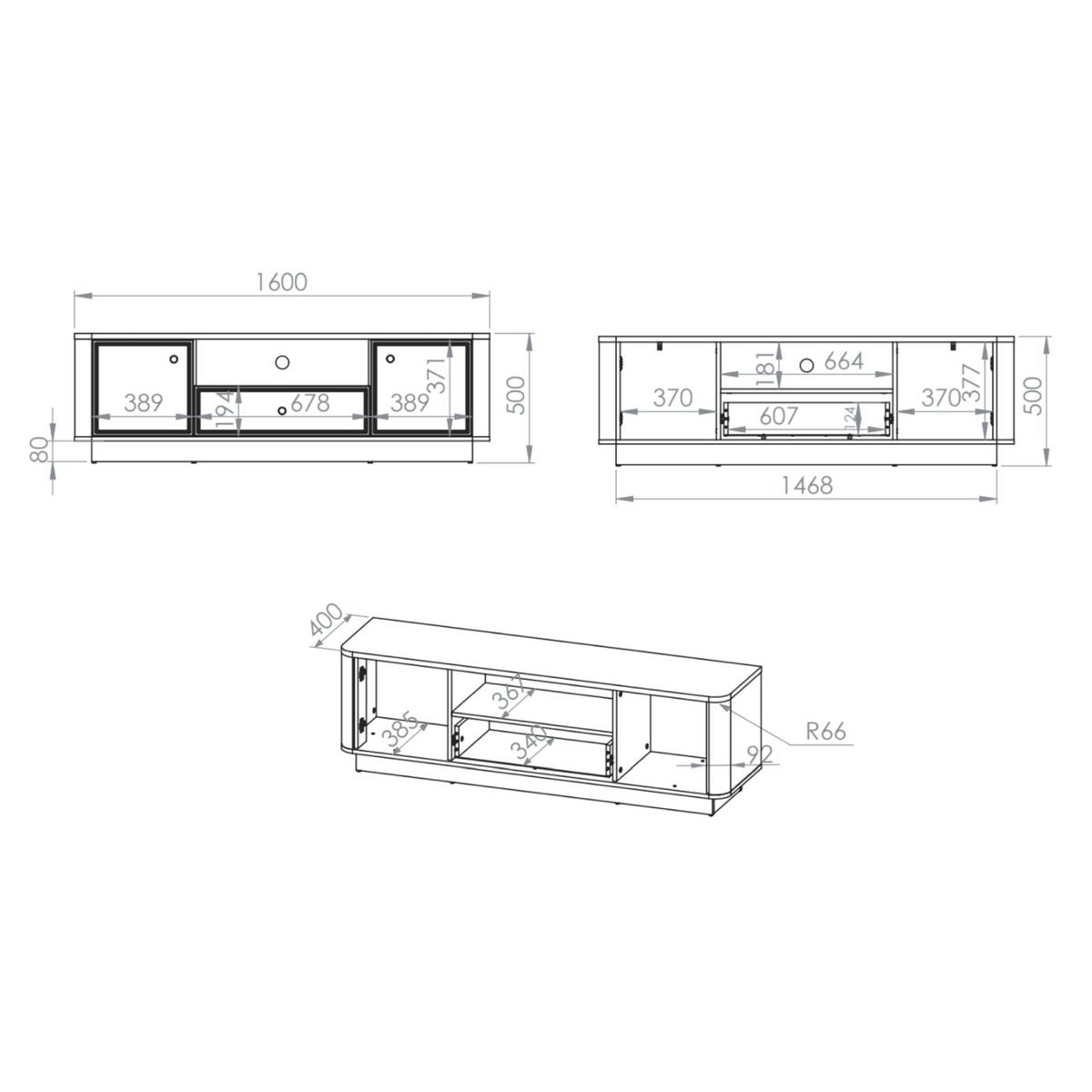 TV-LOWBOARD Vilavio Kaschmir/Eicheoptik Dunkel 160 cm - Taupe/Dunkelbraun, Holzwerkstoff/Metall (160/50/40cm) - Selsey