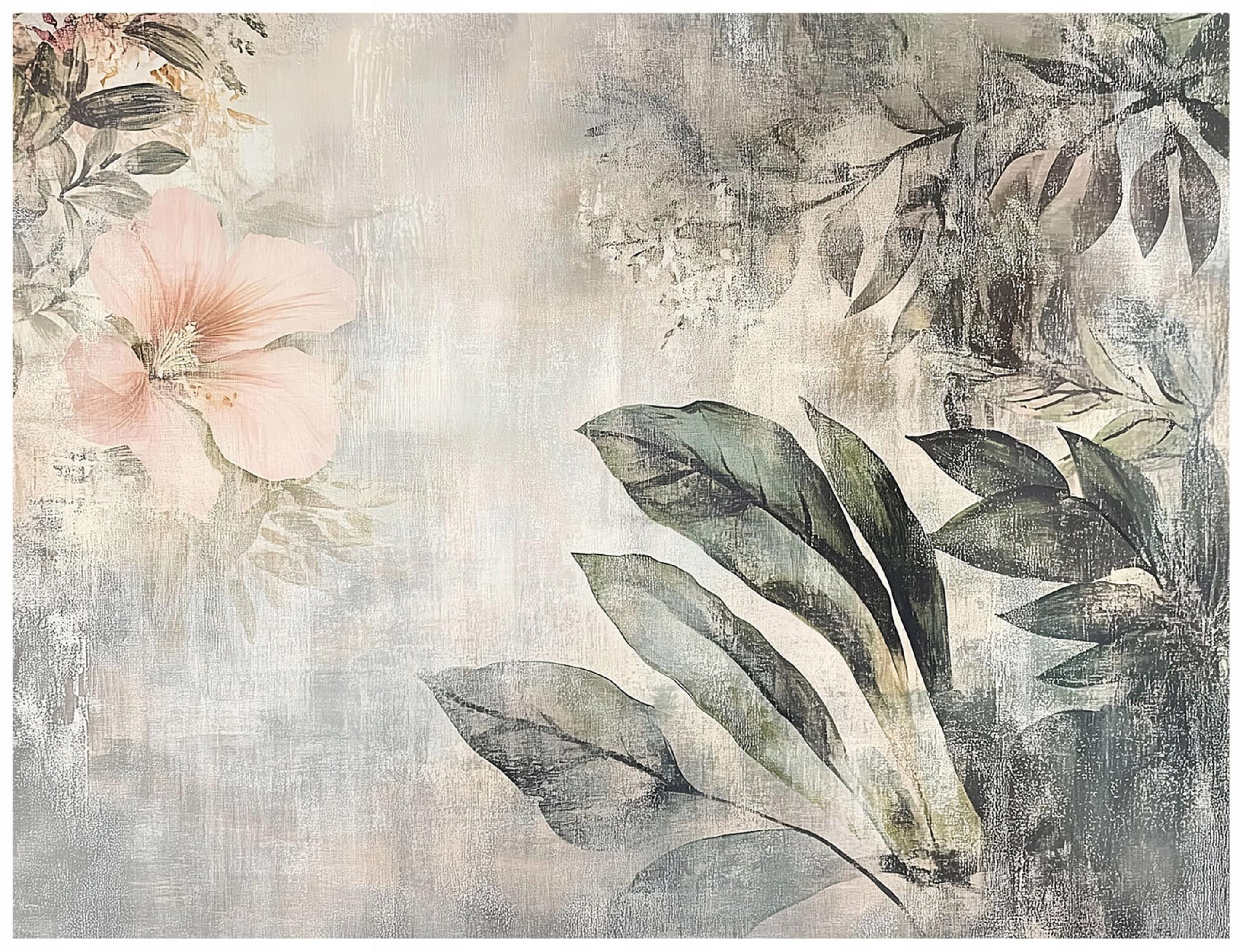 FOTOTAPETE Blätter Vintage Beton Wohnzimmer Tapete 150x105 - Multicolor, Papier (150/105cm) - Wallarena