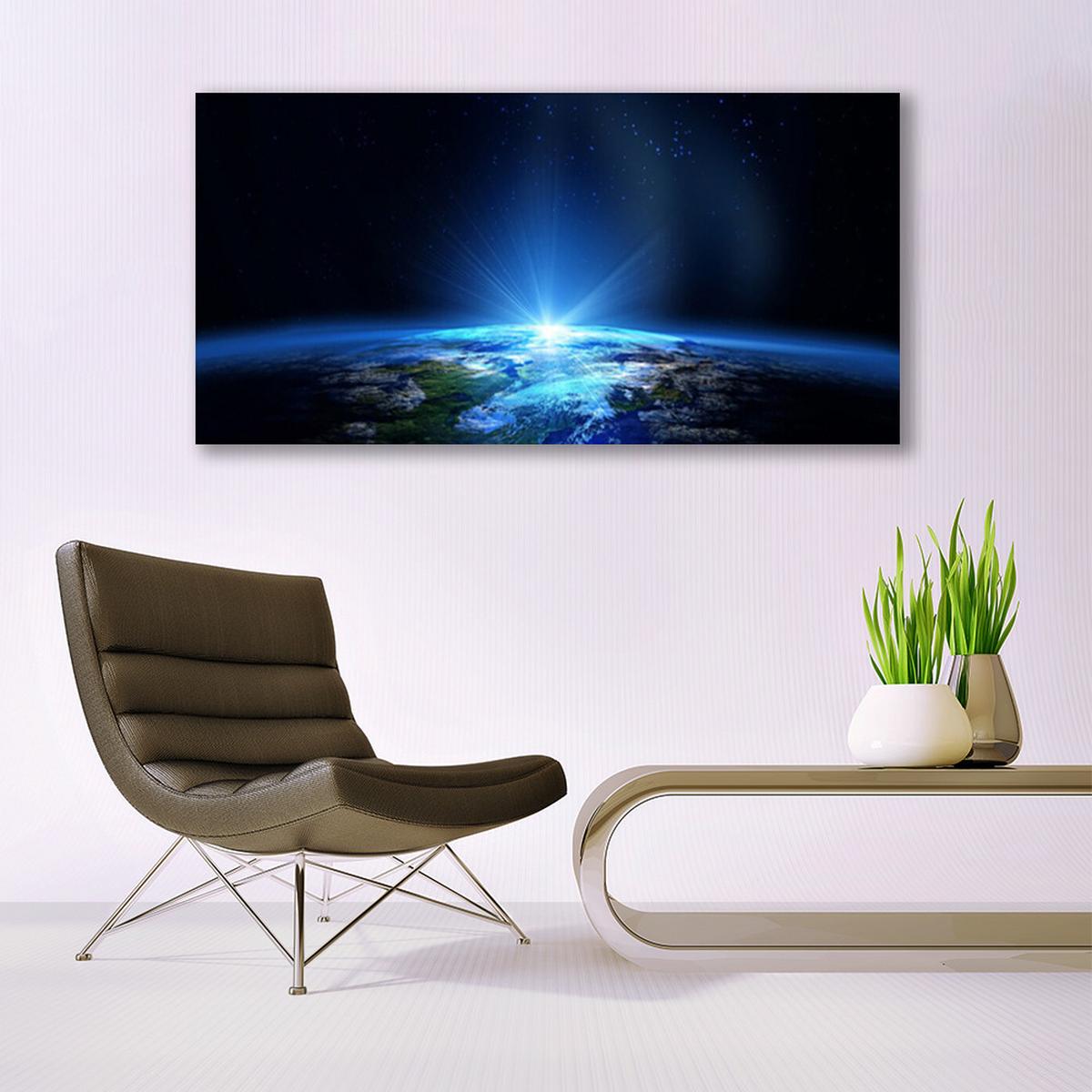 LEINWANDBILD 140x70 cm Planetenhorizont - Blau/Schwarz, Textil (140/4cm) - TULUP