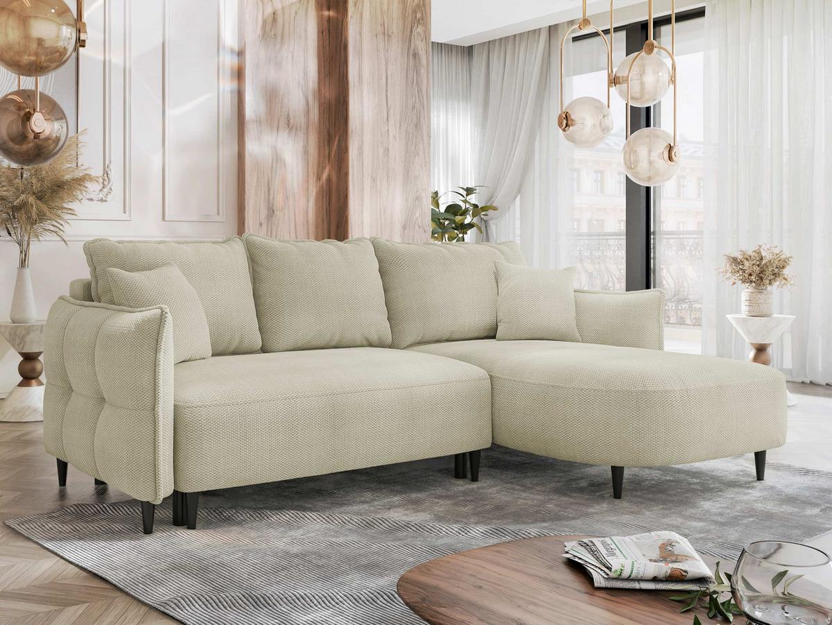 ECKSOFA Sycylia, Seite: Rechts - Schwarz/Naturfarben, Holz/Textil (165/244cm) - MIRJAN24