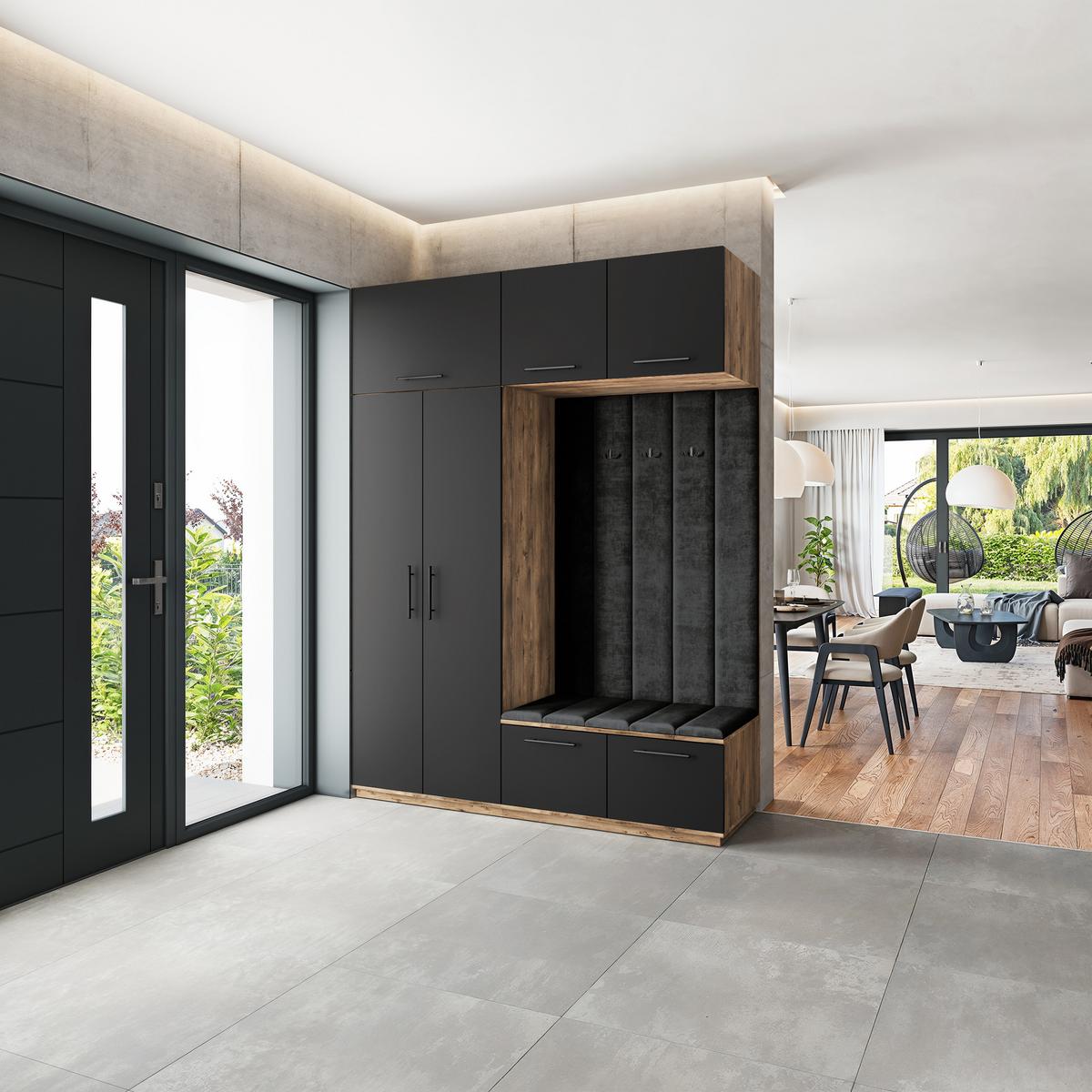 GARDEROBENSCHRANK REMA 180/240/60 cm Modern Eichefarben - Eichefarben/Schwarz, Holzwerkstoff (180/240/60cm) - MASSENO
