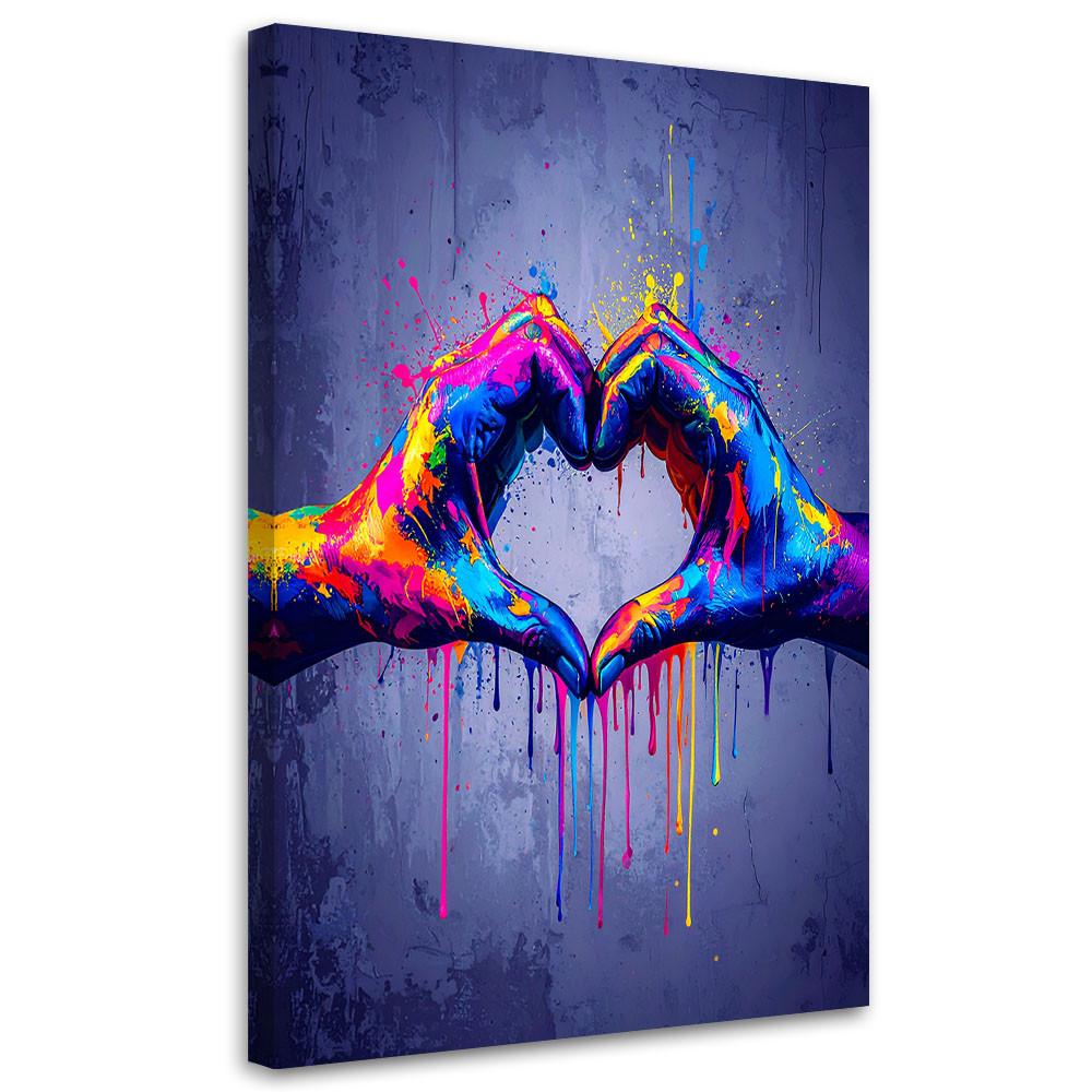 LEINWANDBILD Hände Liebe Straßenkunst Graffiti 70x100cm - Multicolor, Textil (70/100cm) - Feeby