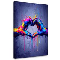 LEINWANDBILD Hände Liebe Straßenkunst Graffiti 70x100cm - Multicolor, Textil (70/100cm) - Feeby