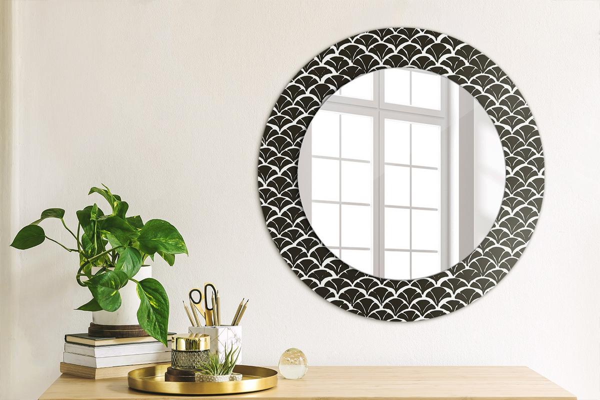 SPIEGEL Rund Ø 50 cm mit Aufdruck - Schwarz, Glas (50/50/0.4cm) - Wallfluent