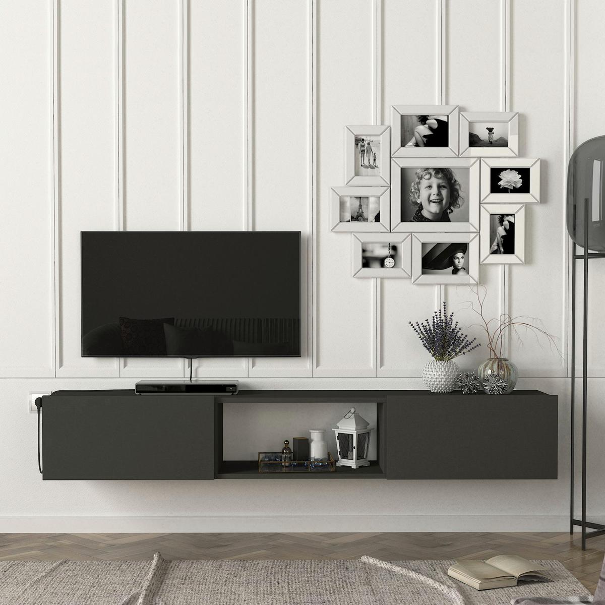 TV-ELEMENT Paltamo - Anthrazit, Holzwerkstoff (180/29.5/31cm) - [en.casa]