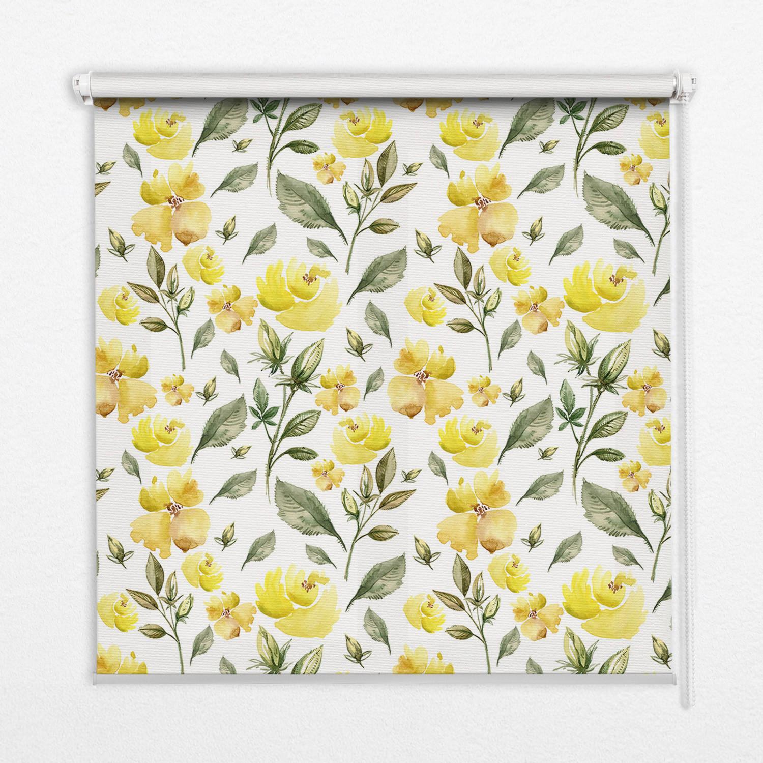 INNENROLLO - Fensterrollo - Rollo - 140x140 cm - Gelbe Blüten - Gelb, Kunststoff (140/140/0.5cm) - TULUP