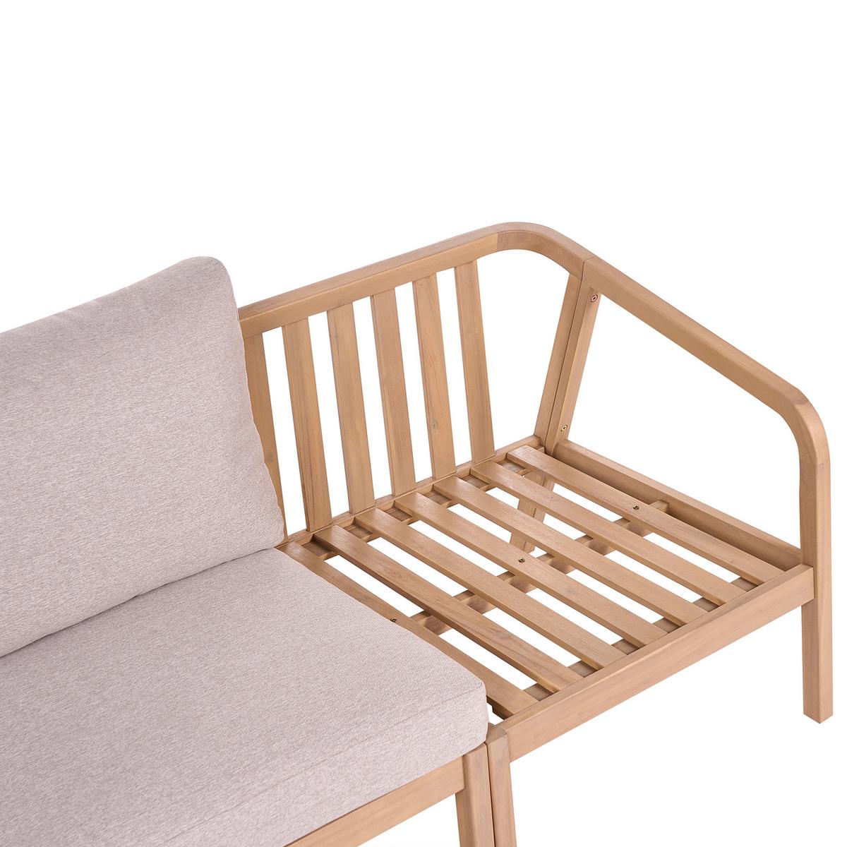 GARTENSOFA Set 3-Sitzer mit Ottomane Akazienholz Hellbraun Rivello - Hellbraun/Beige, Holz (198/84/66cm) - Beliani