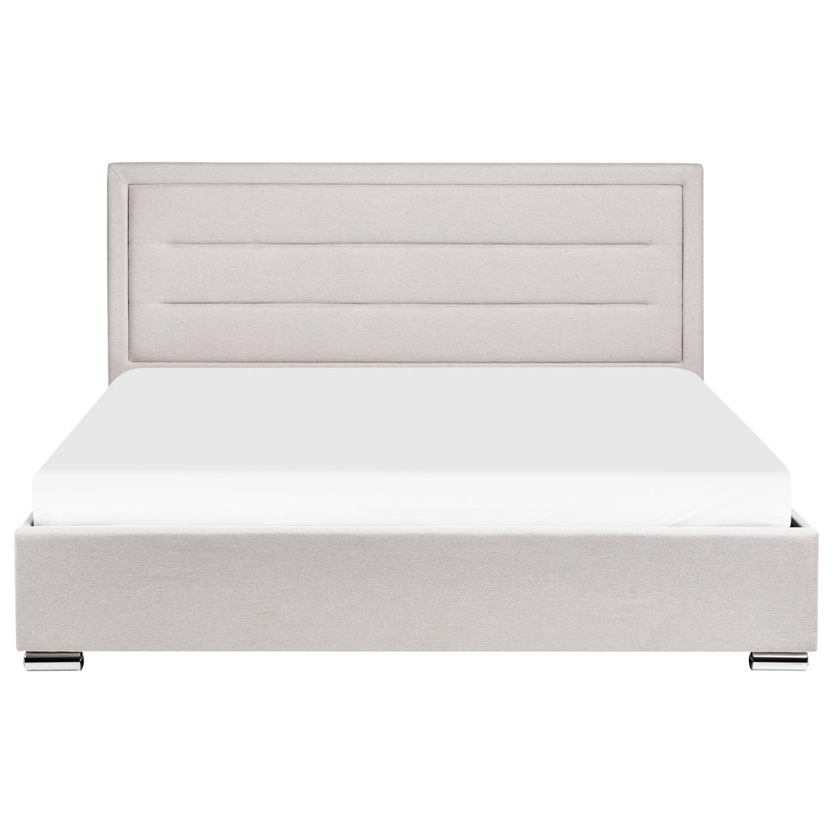 BETT mit Stauraum 180/200 cm Hellbeige Rouen - Beige, Textil (180/200cm) - Beliani