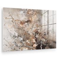 ACRYLGLASBILD Mandelblüte - Kunst - Van Gogh - Beige - Abstrakt Wandbild Schlafzimmer 120x80 cm - Braun, Glas (120/80cm) - MuchoWow
