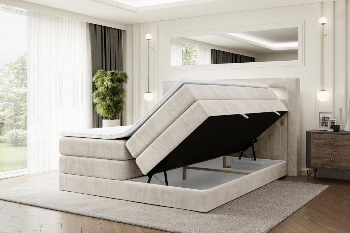 BOXSPRINGBETT NOEL GOLD KING - 180x200 - H3/H4 - Ecru - Ecru, Holzwerkstoff (180/200cm) - ALTDECOR