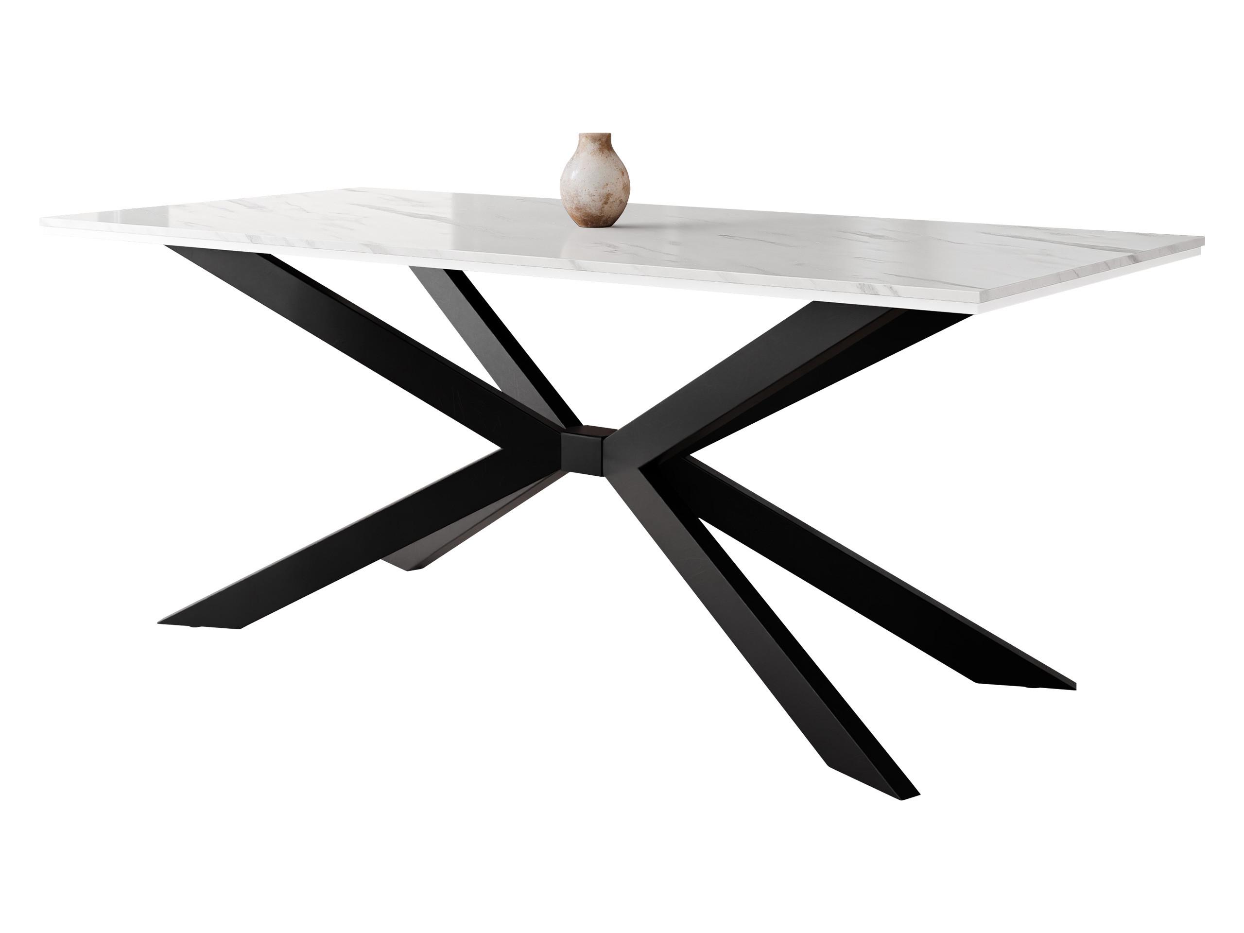 ESSTISCH Flora - Schwarz/Weiß, Holzwerkstoff/Metall (90/190/74cm) - MIRJAN24