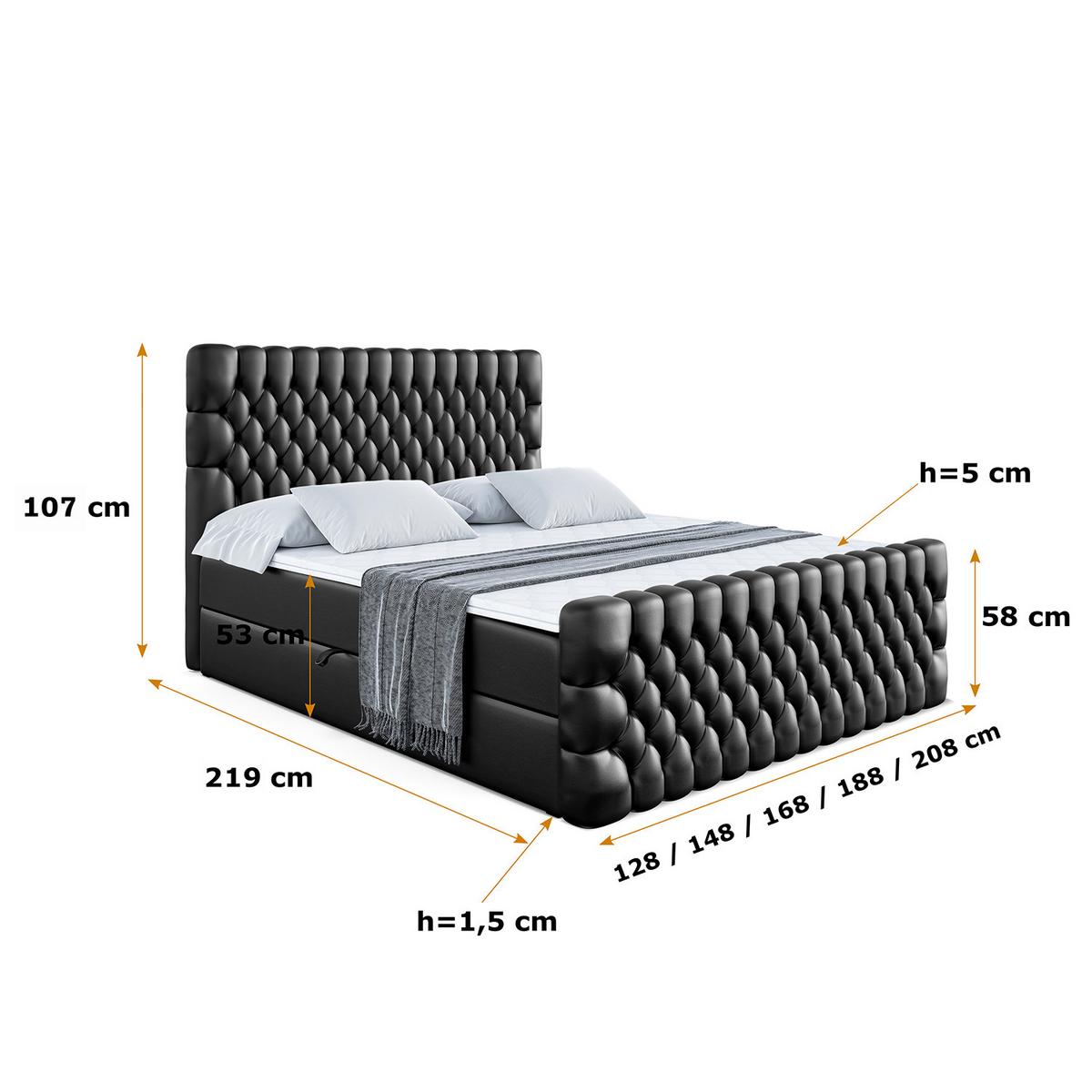 BOXBETT SERENE-Z - 180 x 200 - H3 - Schwarz Hochglanz - Schwarz Hochglanz, Holzwerkstoff (180/200cm) - ALTDECOR