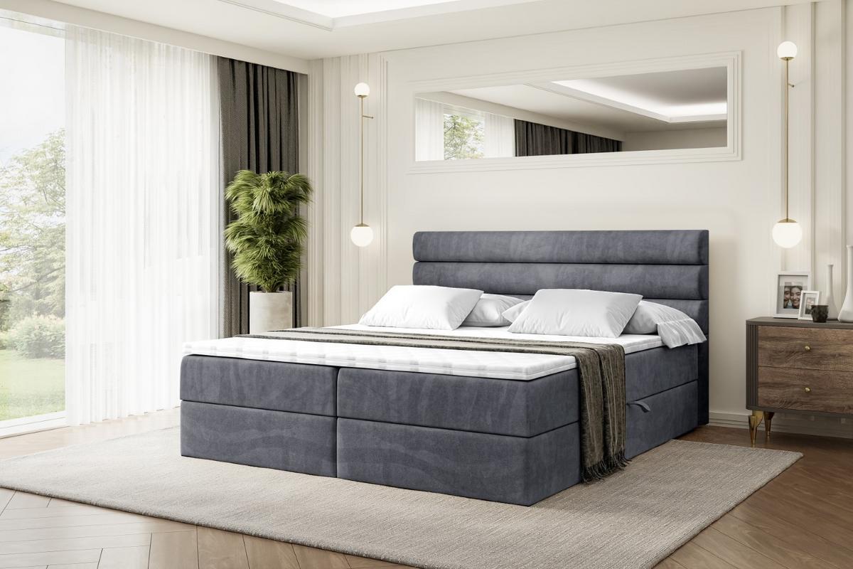 BOXBETT mit Matratze H4 und Lattenrost - CELESTIA - 120x200 cm - H4 - Dunkelgrau - Dunkelgrau, Holzwerkstoff (120/200cm) - ALTDECOR