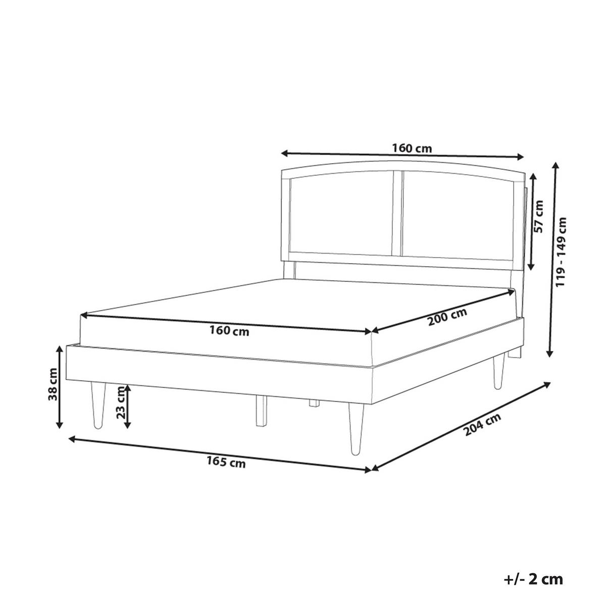 BETT mit LED 160/200 cm Gummibaumholz Braun Varzy - Braun, Holz (160/200cm) - Beliani