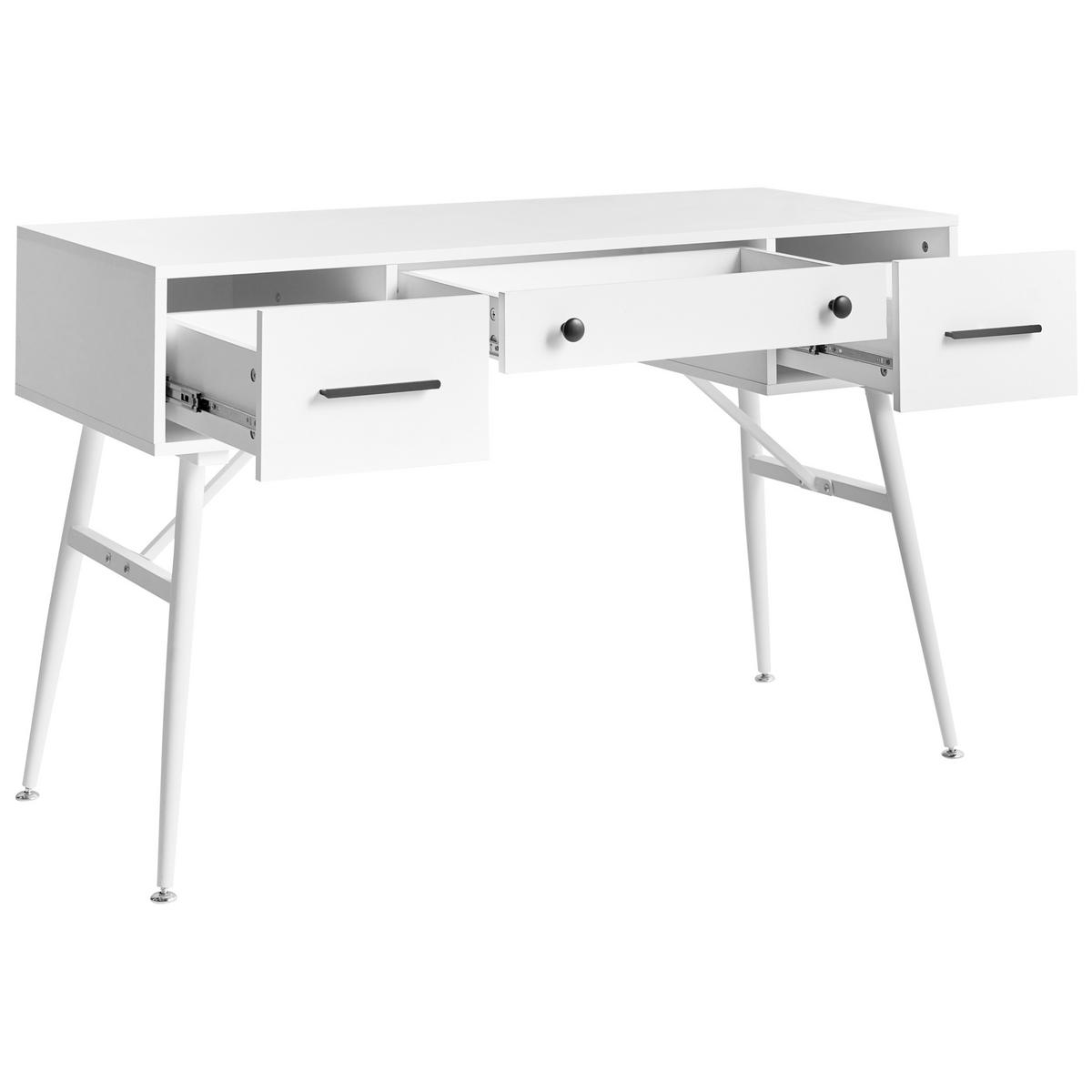SCHREIBTISCH Weiß 120/50 cm Marfla - Weiß, Holzwerkstoff (50/120/76cm) - Beliani
