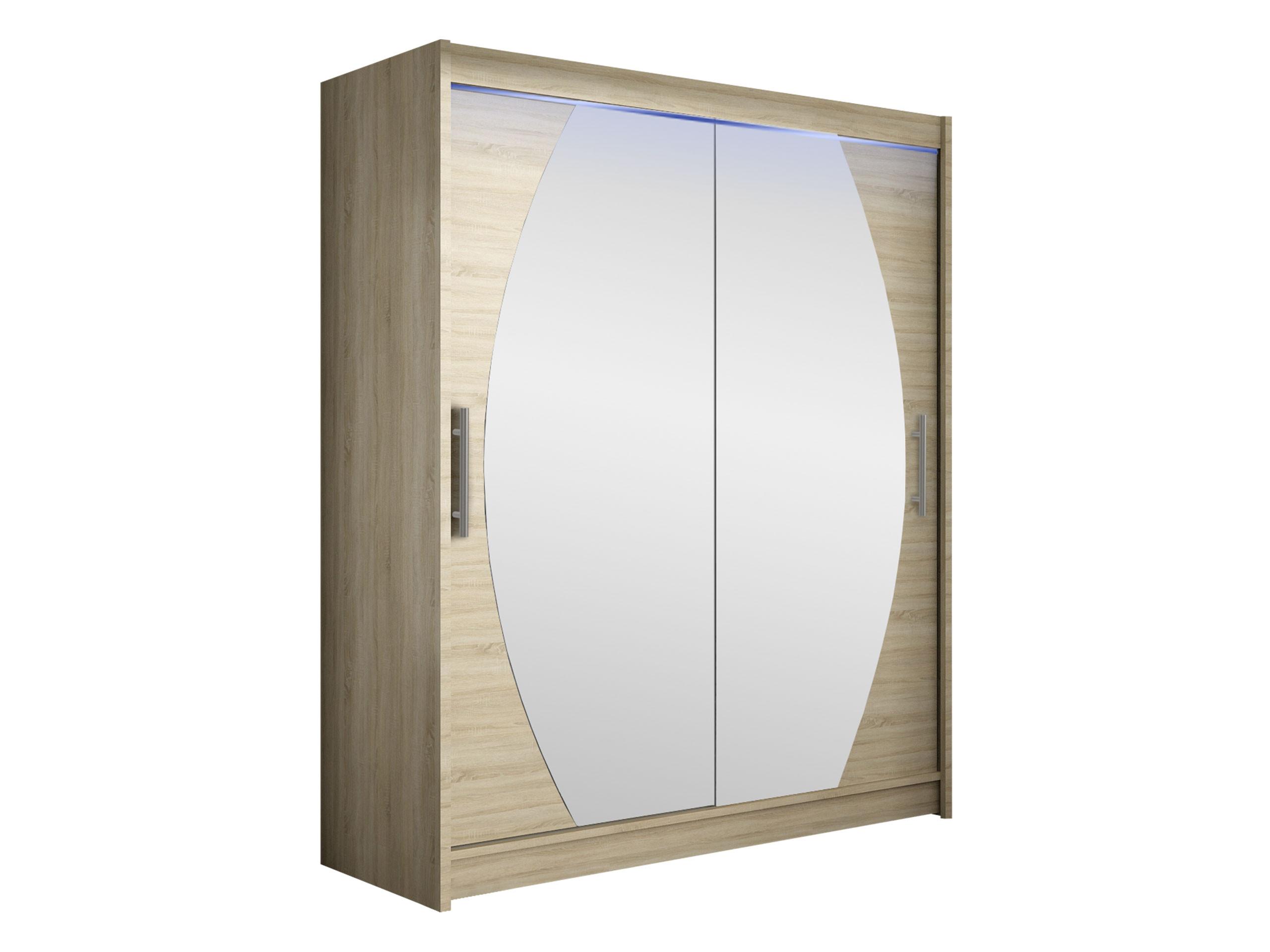 SCHWEBETÜRENSCHRANK Westa VIII, mit RGB LED Beleuchtung - Silberfarben/Sonoma Eiche, Holzwerkstoff/Metall (150/200/58cm) - MIRJAN24