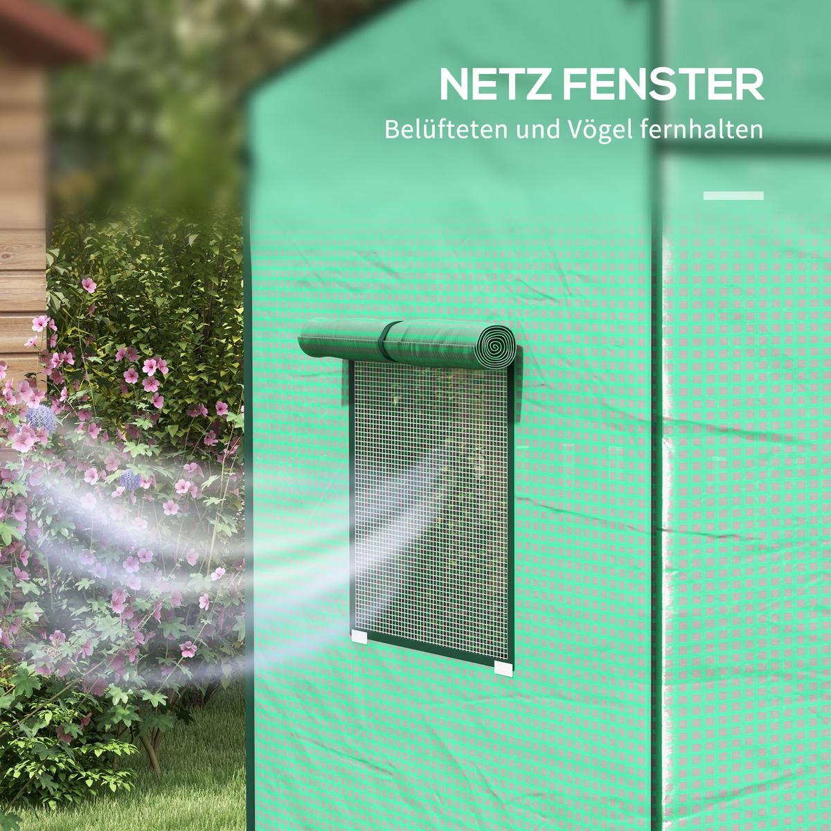 GEWÄCHSHAUS mit Rolltor aus Polyethylen Grün - Grün, Kunststoff (77/197/196cm) - Outsunny