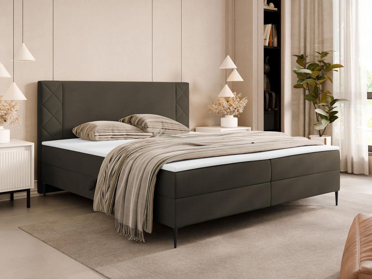 BOXBETT Portes - H3 - Schwarz/Braun, Holzwerkstoff/Textil (160/200cm) - MIRJAN24