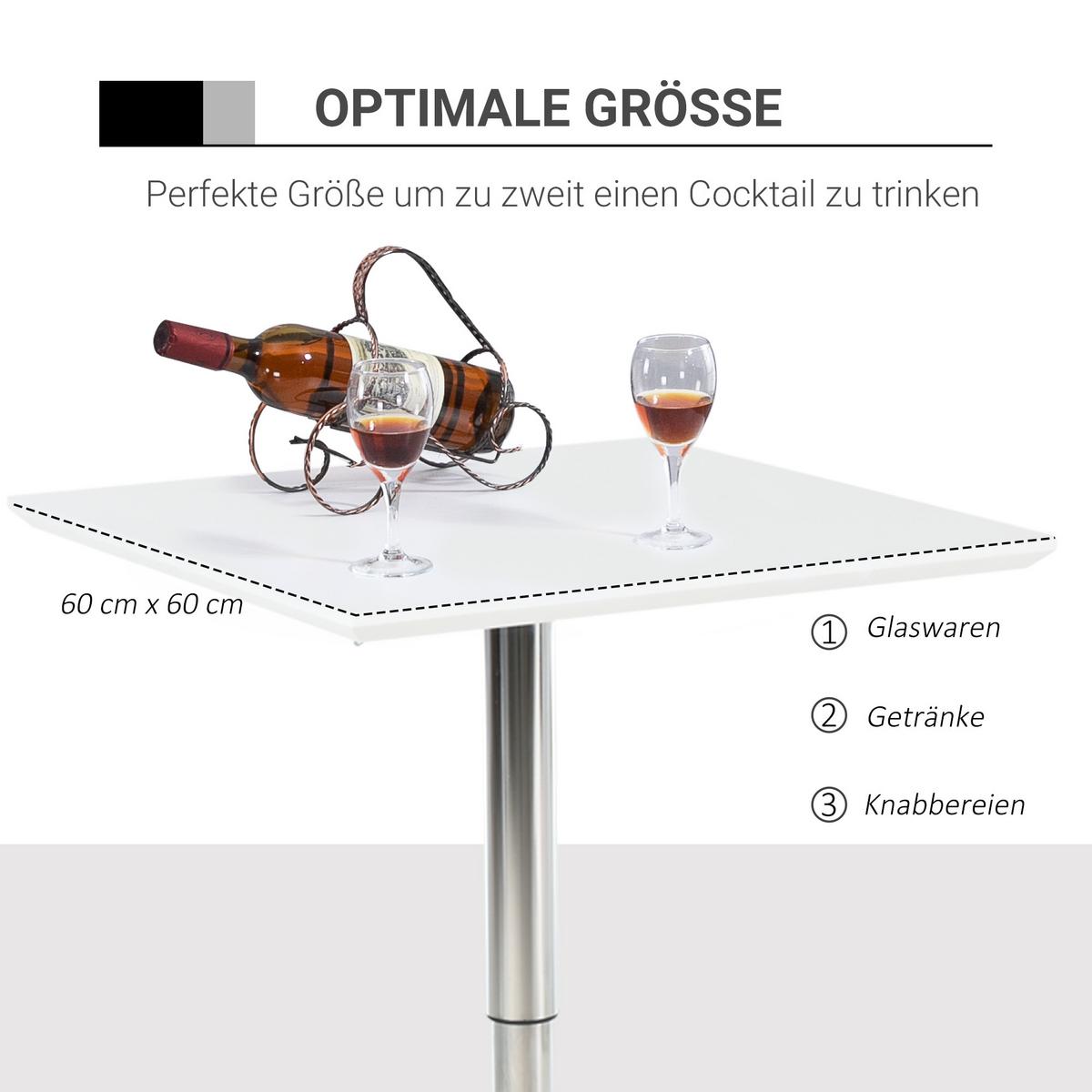 BARTISCH, MDF-Platte, Stahl, Weiß - Weiß, Kunststoff (60/60/92cm) - HOMCOM
