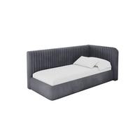 EINZELLBETT Jugendbett mit Bettkasten und Matratze H3/H4, Links - AURY 90x200 Dunkelgrau - Dunkelgrau, Holzwerkstoff/Textil (90/200cm) - ALTDECOR