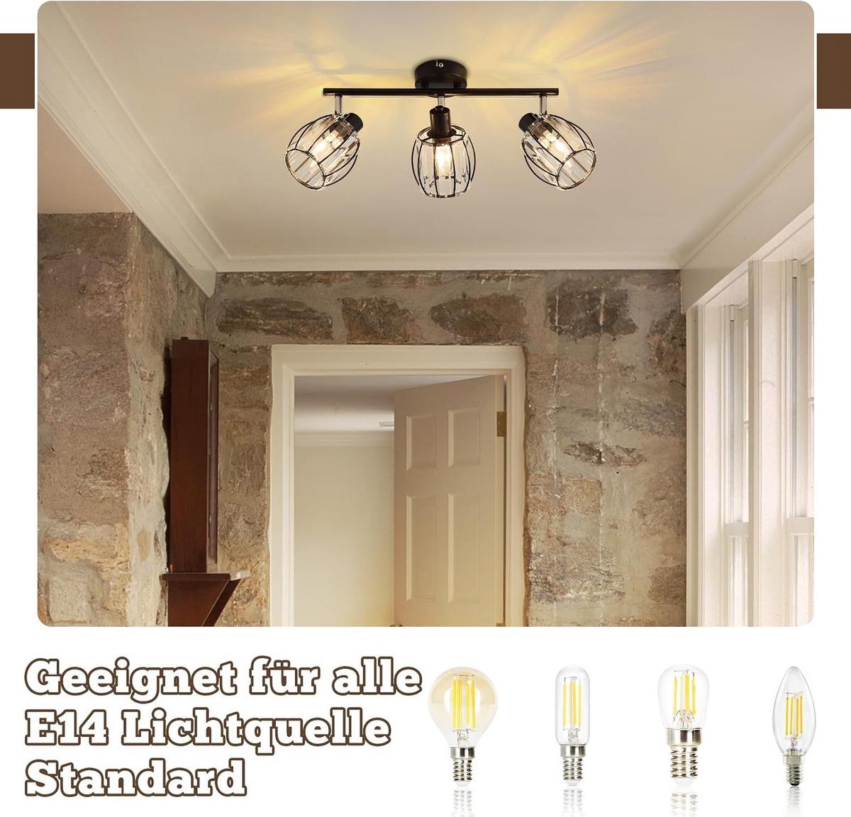 DECKENSTRAHLER Strahlinde 16/21/40 cm - Schwarz, Glas (40/16/21cm) - ZMH