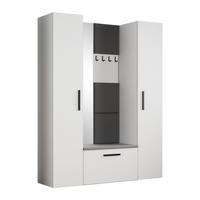 GARDEROBENSCHRANK MODULO 160,6/204/40 cm Modern Garderobe-Set Weiß - Weiß/Grau, Holzwerkstoff (160.6/204/40cm) - MASSENO