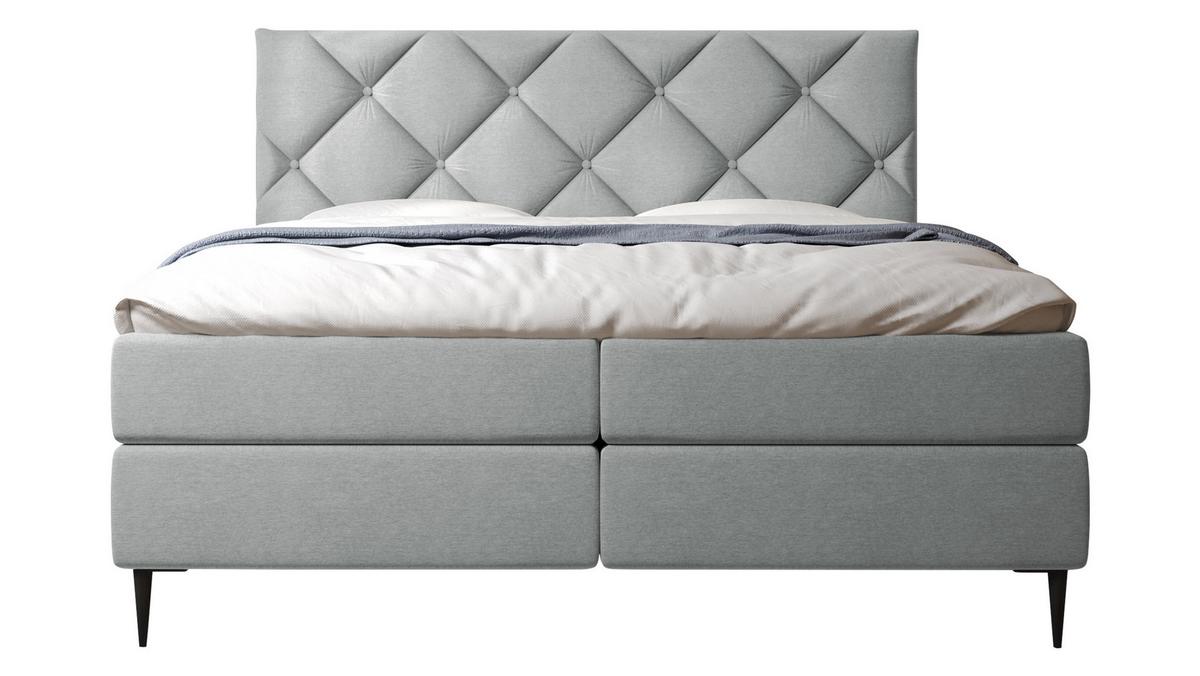 BOXBETT Letra - H3 - Chromfarben/Hellgrau, Holz/Textil (140/200cm) - MIRJAN24