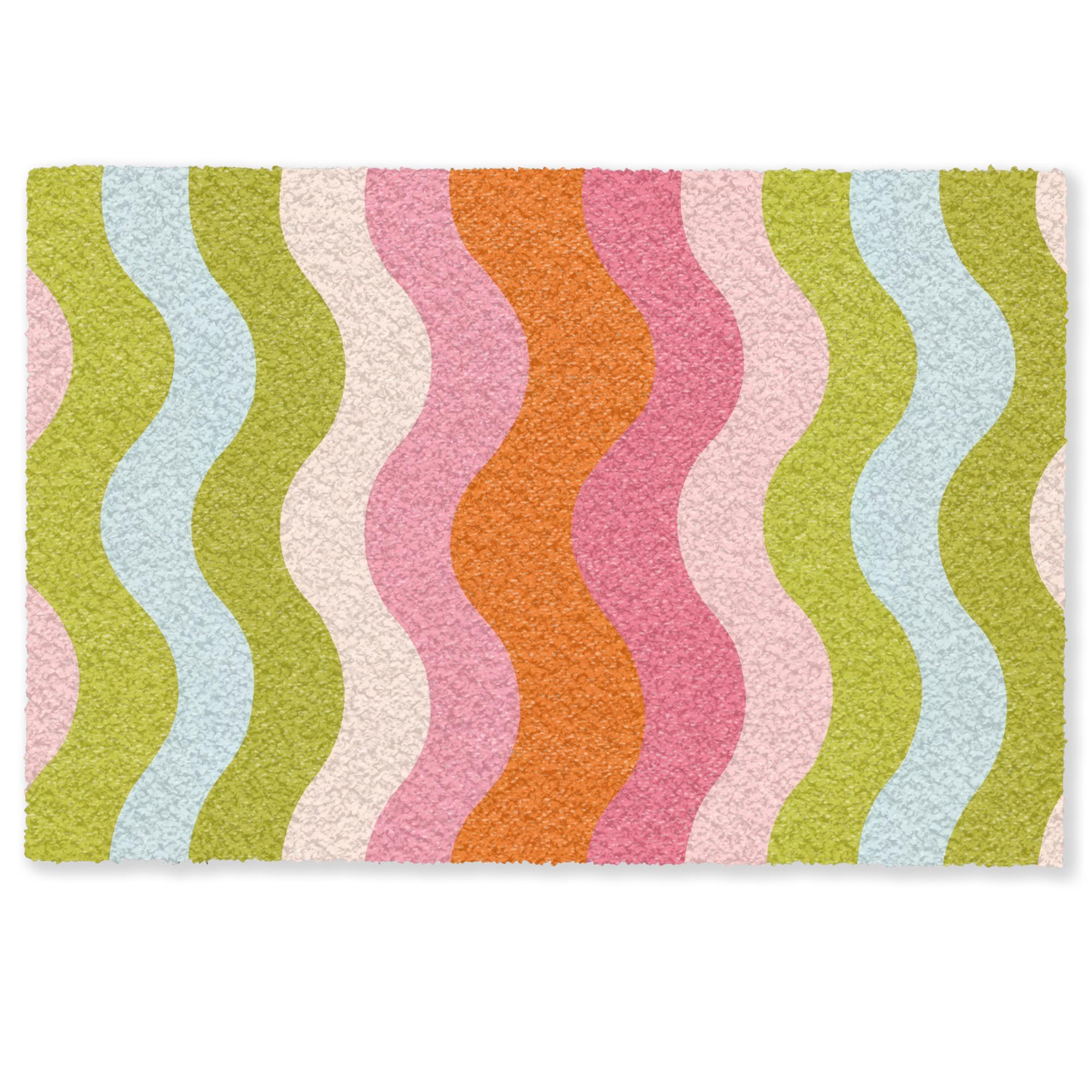 FUSSMATTE Bahnen - Wellen - Bunt - Vertikal Fußabtreter 60x40 cm - Multicolor, Kunststoff (60/0.4cm) - MuchoWow