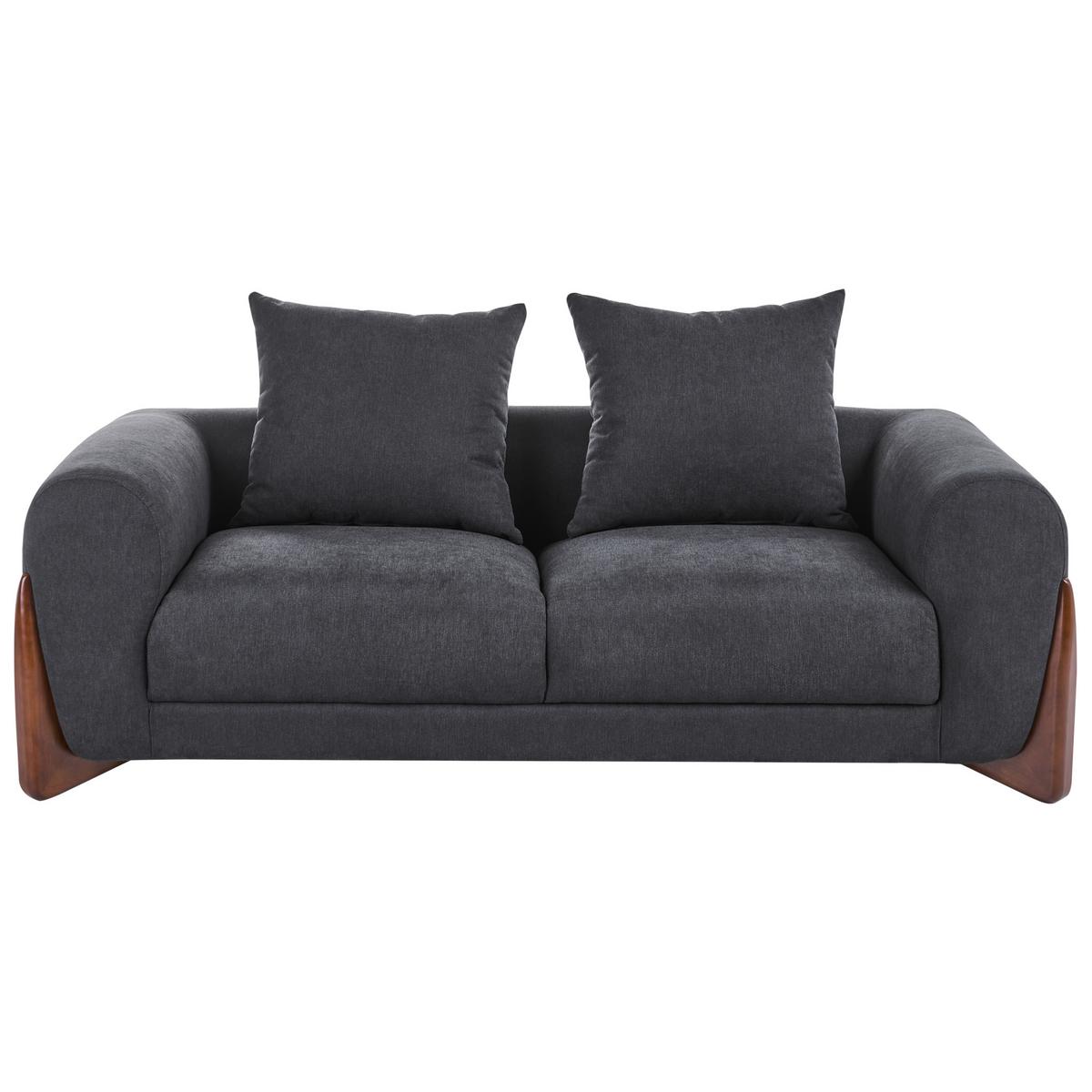 SOFA-SET 6-Sitzer Schwarz Vinliden - Schwarz/Braun, Textil (217/82/87cm) - Beliani