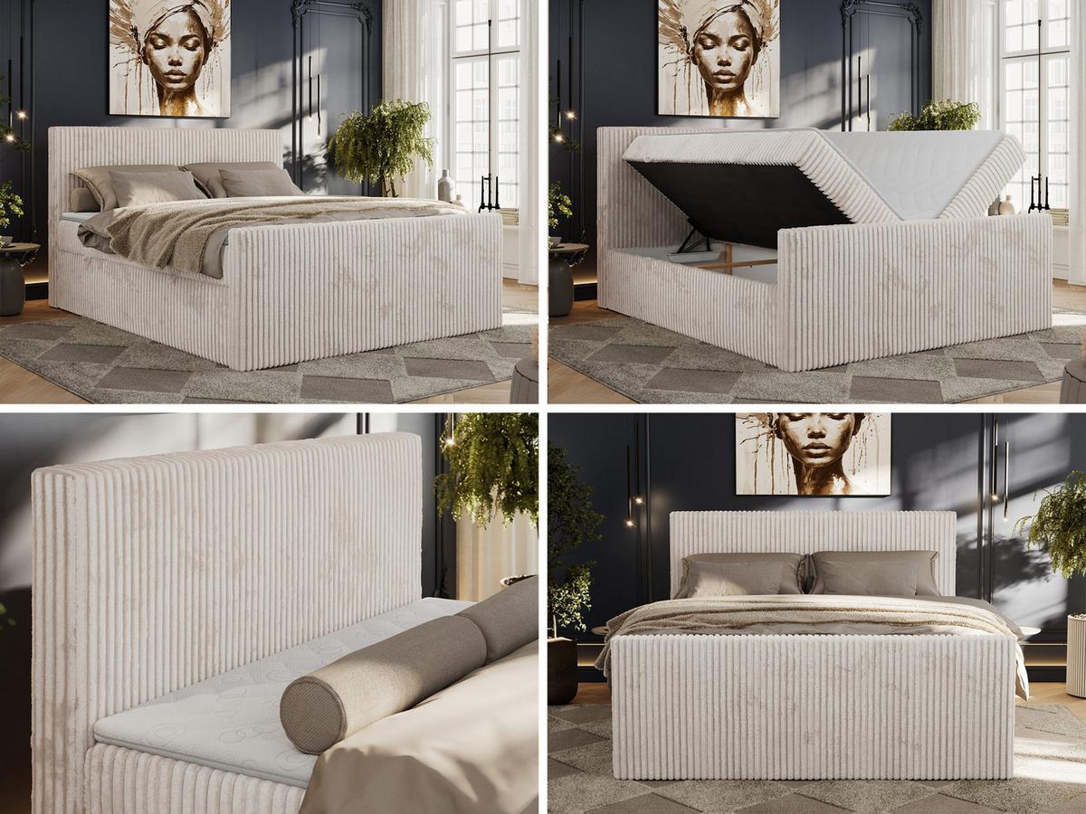 BOXBETT TILIANO DUO 180/200 - Beige Cord - H3 - Beige, Textil (180/200cm) - MKS