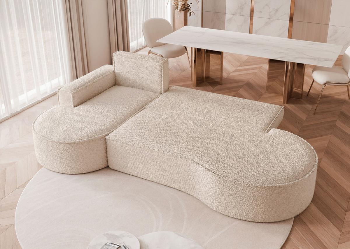ECKSOFA SOFIA mit Schlaffunktion und Bettkasten Creme - Creme, Holzwerkstoff/Kunststoff (277/157cm) - Idohome