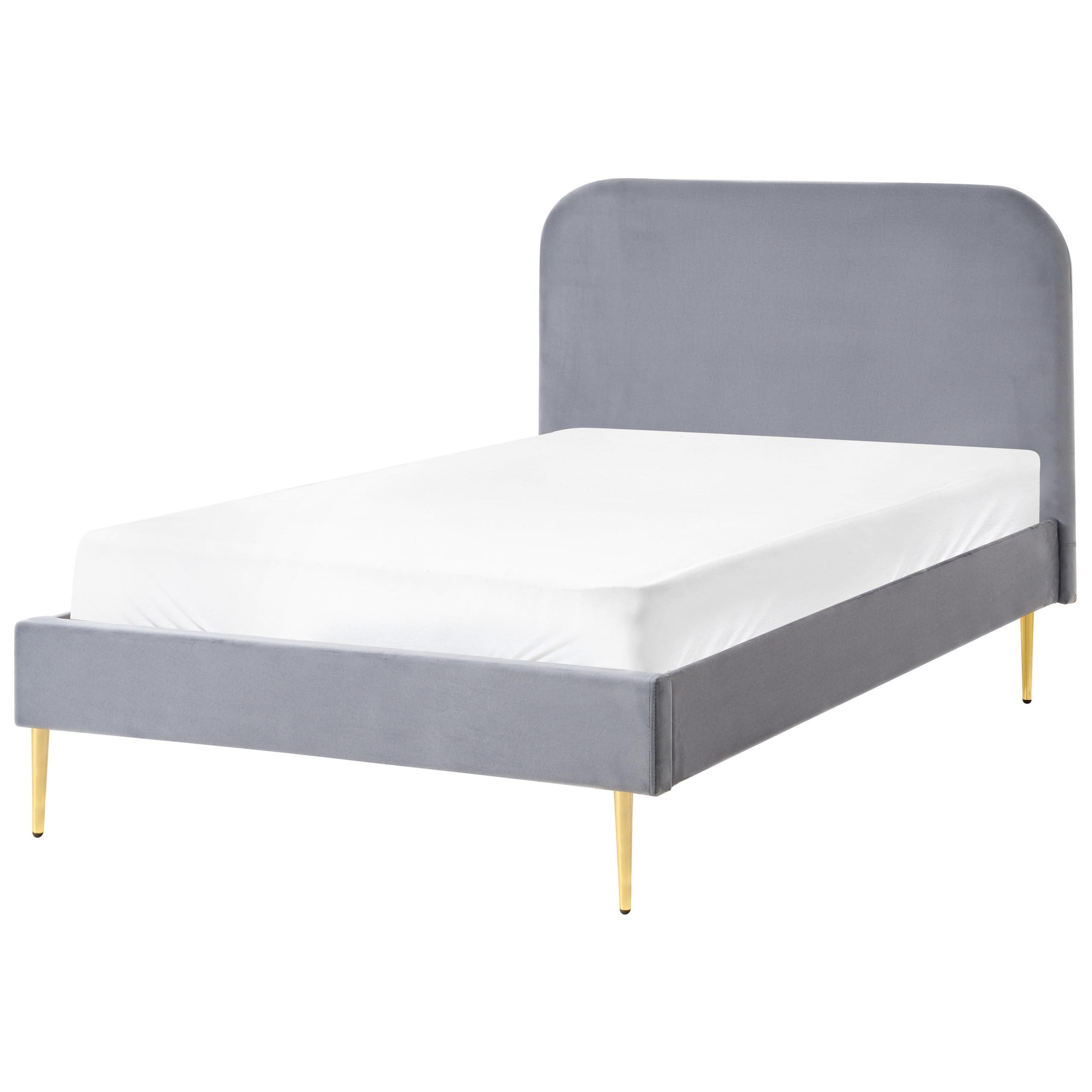 BETT mit Lattenrost 120/200 cm Samtstoff Grau Flayat - Grau, Textil (120/200cm) - Beliani