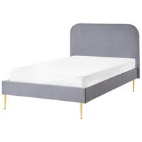 BETT mit Lattenrost 120/200 cm Samtstoff Grau Flayat - Grau, Textil (120/200cm) - Beliani