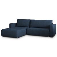 ECKSOFA TURIN N Blau Bucle-Stoff mit Schlaffunktion - Blau/Grau, Holz/Kunststoff (265/183cm) - MASSENO