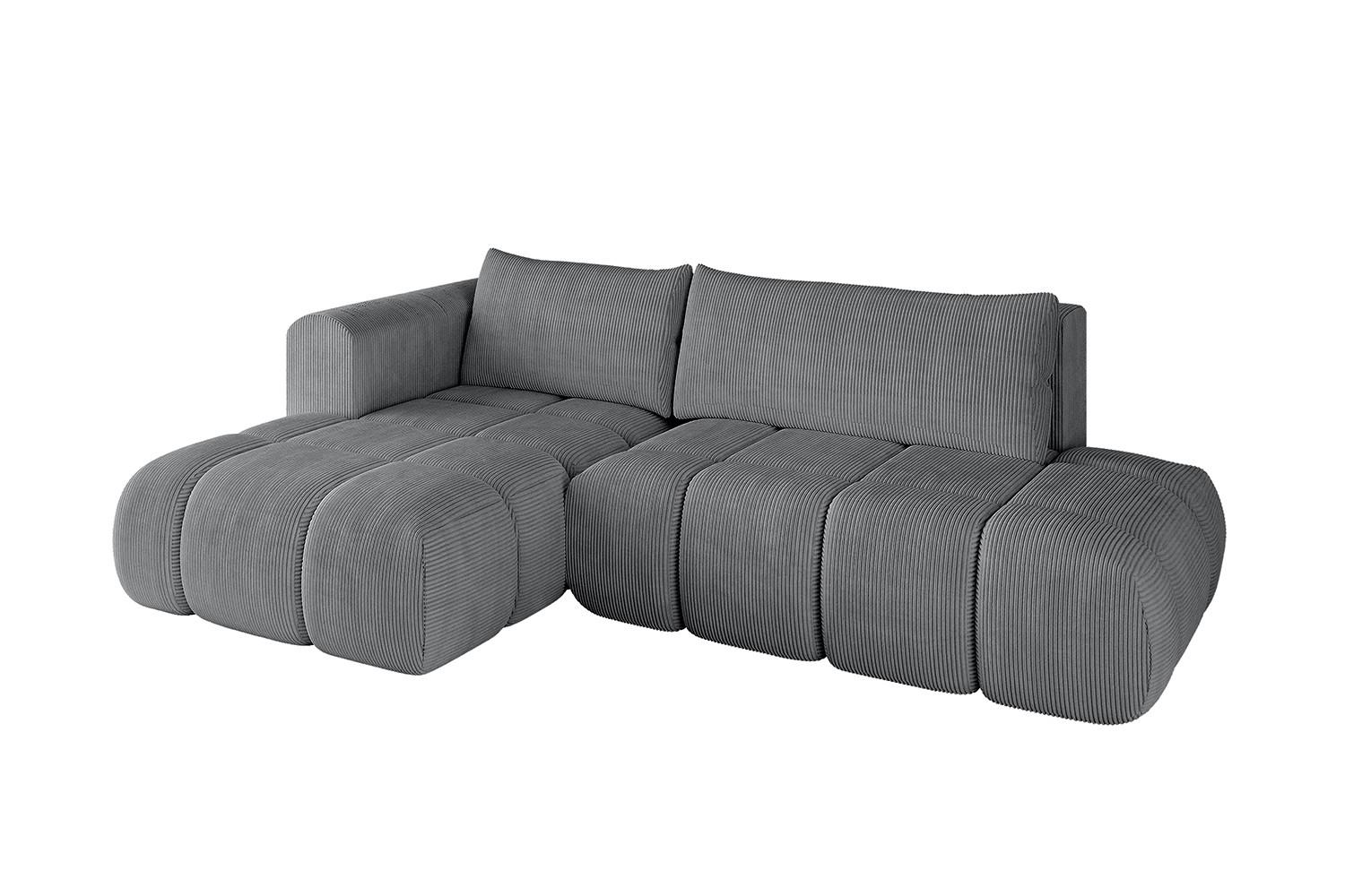 ECKSOFA Ottomane Links CLOUD-L 280x185x90 Dunkelgrau Cord - Dunkelgrau, Holzwerkstoff/Kunststoff (180/289cm) - ALTDECOR