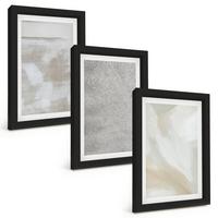 BILDER SET 3er Set - 20x30 cm Schwarzer Rahmen - Abstraktes modernes Design - Schwarz, Kunststoff (20/30cm) - TULUP