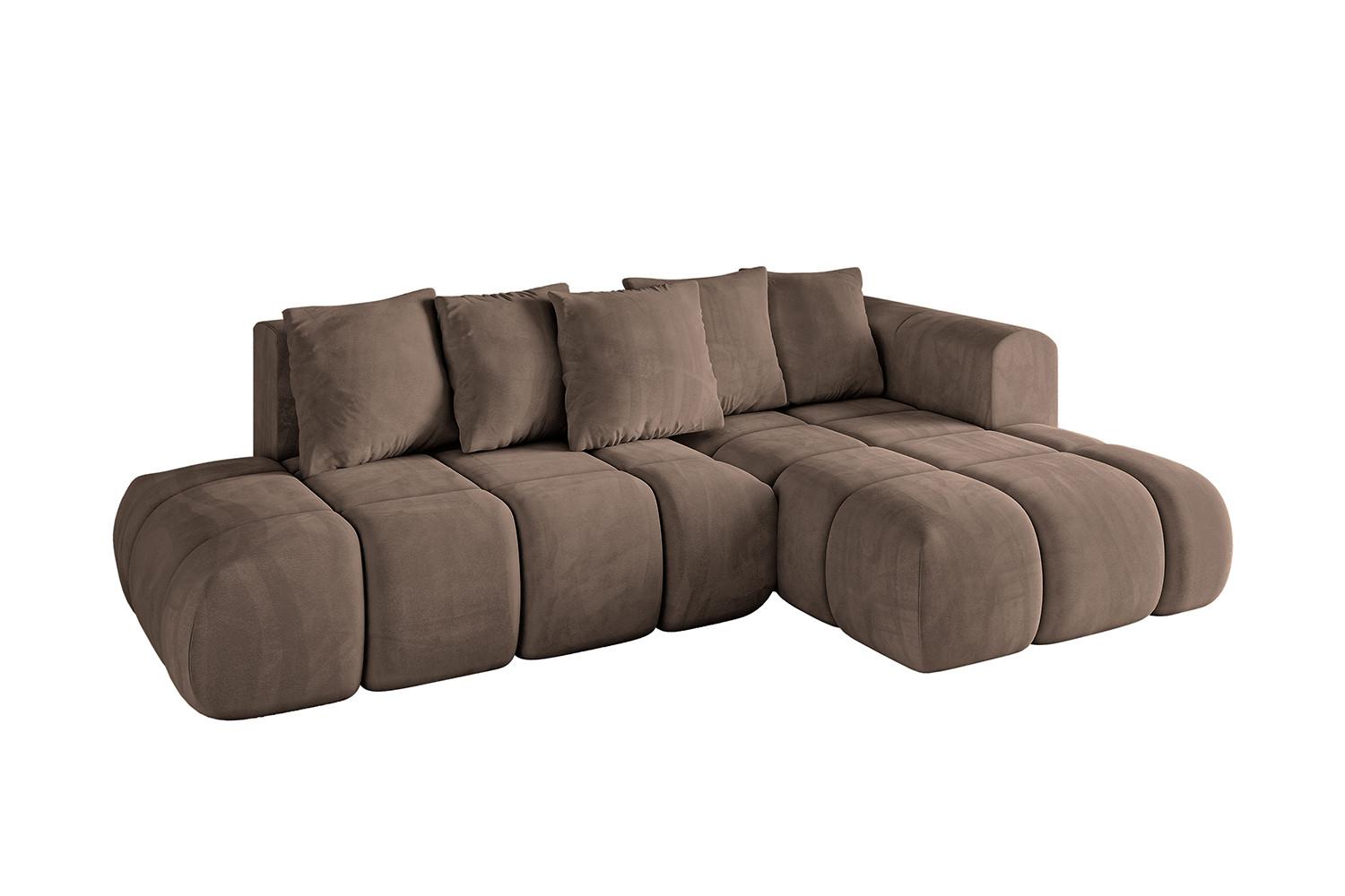 ECKSOFA Ottomane Rechts CLOUD-L-v1 280x185x90 Braun Velours - Braun, Holzwerkstoff/Kunststoff (185/280cm) - ALTDECOR