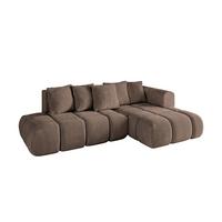 ECKSOFA Ottomane Rechts CLOUD-L-v1 280x185x90 Braun Velours - Braun, Holzwerkstoff/Kunststoff (185/280cm) - ALTDECOR
