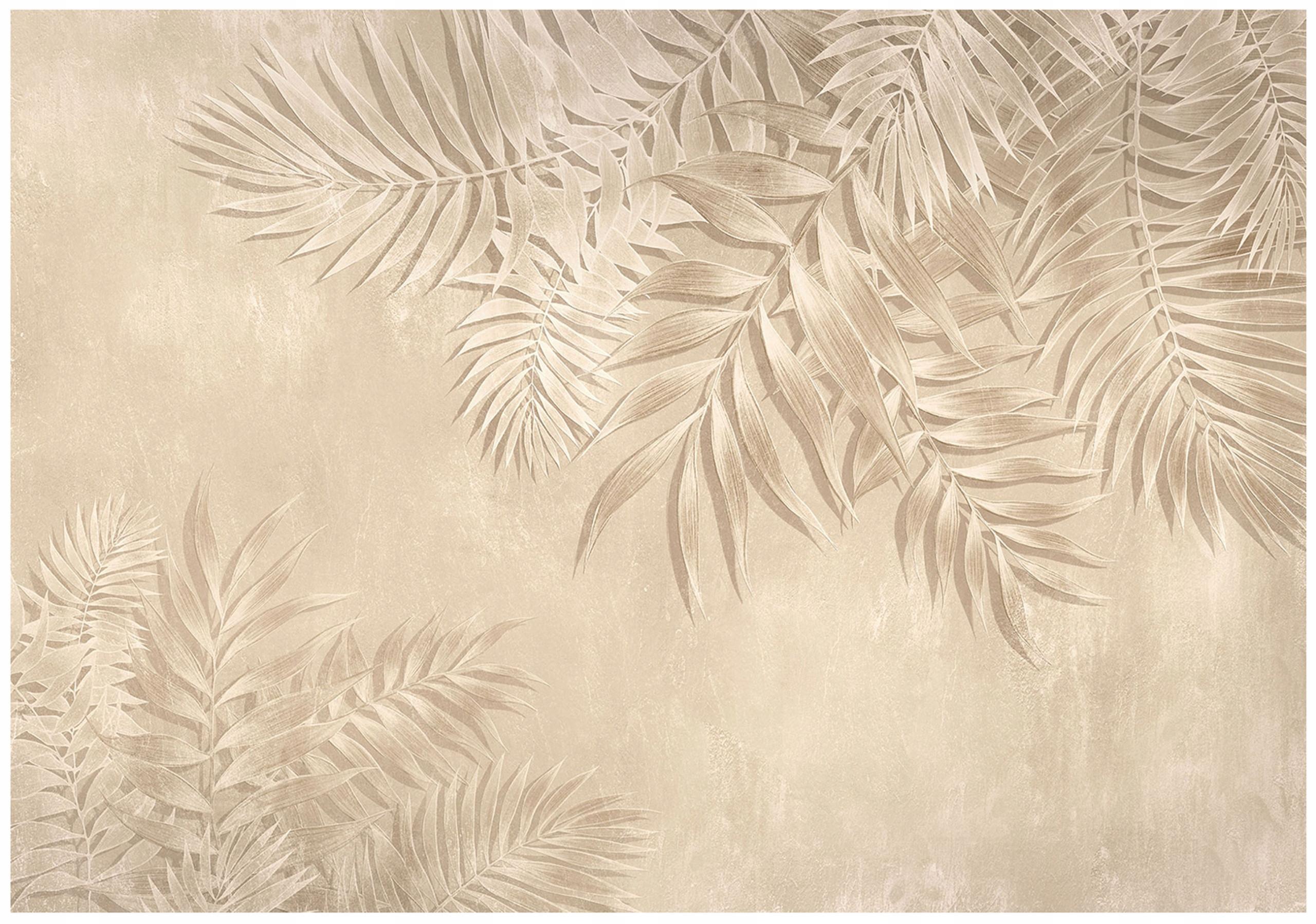 FOTOTAPETE Blätter Beton Beige 312x219 cm - Multicolor, Textil (312/219cm) - Wallarena