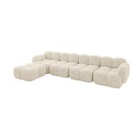 ECKSOFA modulares Sofa Links Miko-L3 390x205x75 Creme Velours - Creme/Schwarz, Holzwerkstoff/Kunststoff (390/205cm) - ALTDECOR