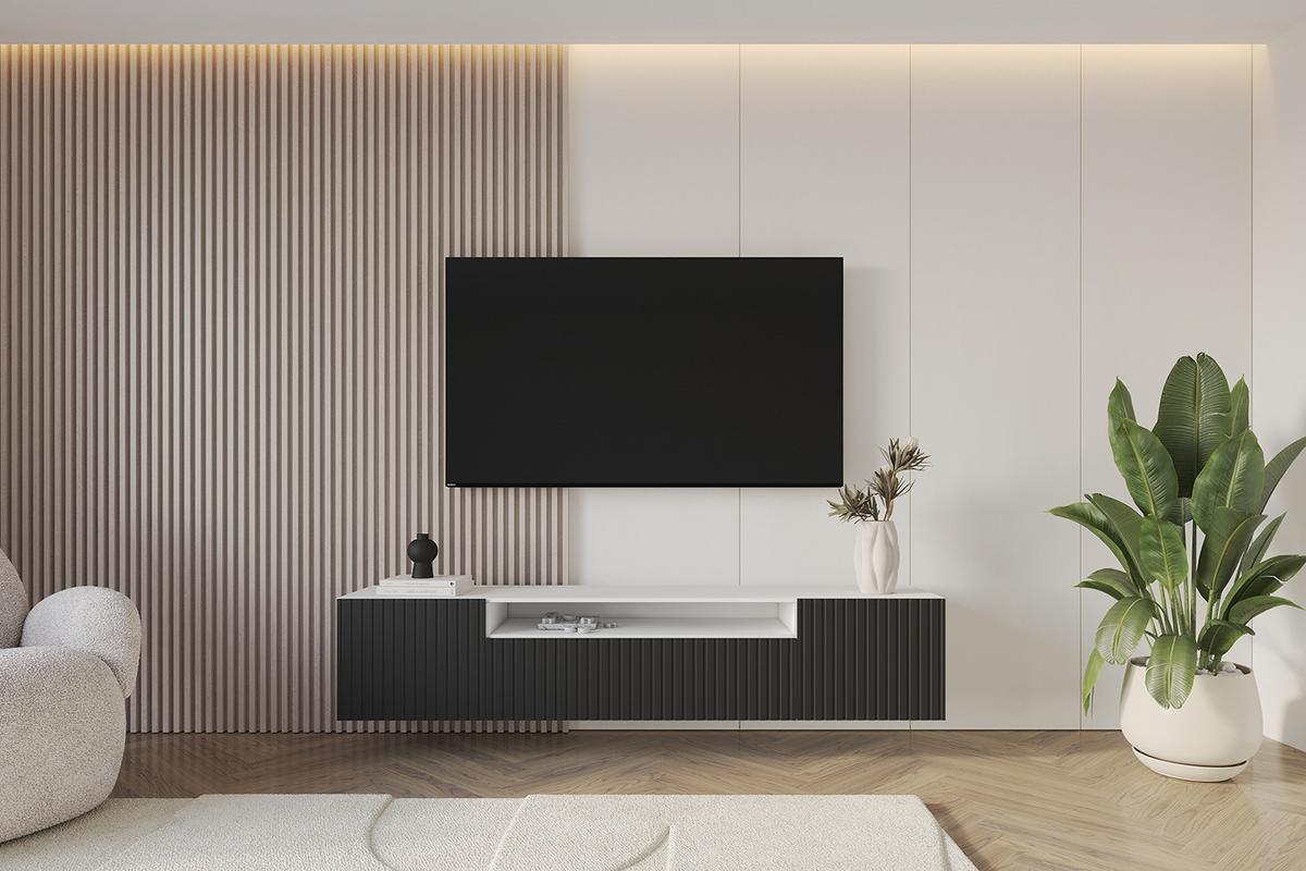 LOWBOARD KITO-W 200x40x41 cm - Weiß / Schwarz - Schwarz/Weiß, Holzwerkstoff (200/40/41cm) - ALTDECOR