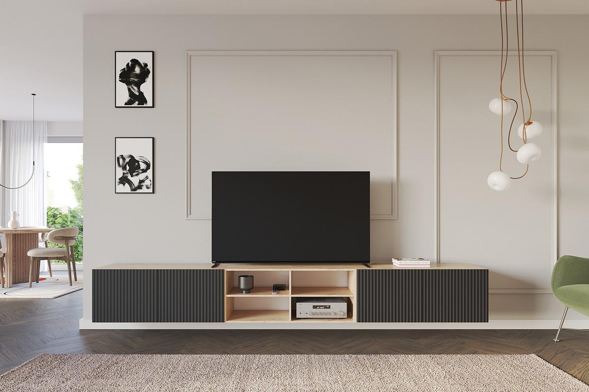LOWBOARD NOA-2-W 3x100x40x40 cm - Artisan / Schwarz - Schwarz, Holzwerkstoff (300/40/40cm) - ALTDECOR