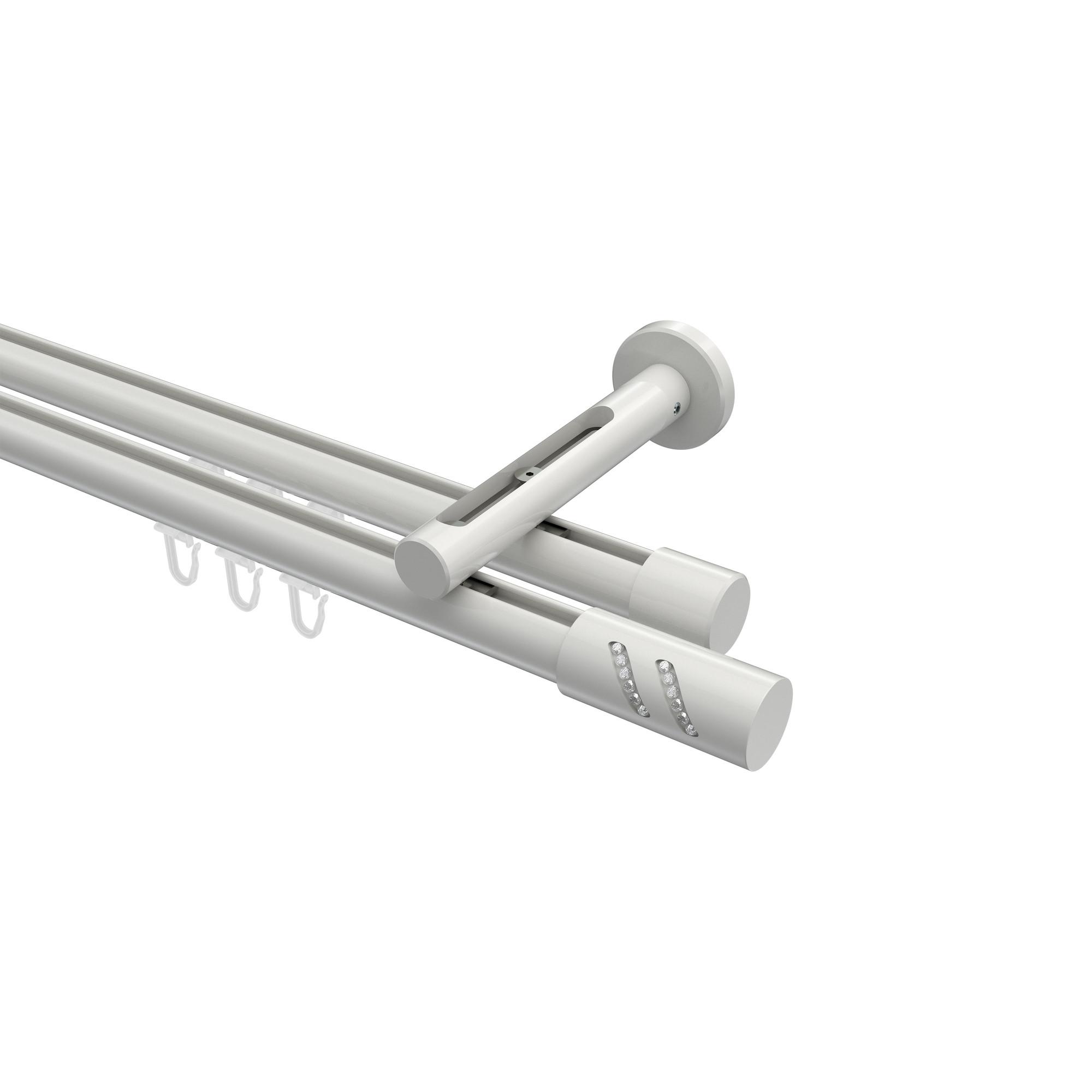 GARDINENSTANGE INNENLAUF Siteno Zoena 400 cm (geteilt in 2 x 200 cm), 2-läufig, 20 mm Ø Weiß - Weiß, Metall (400cm) - INTERDECO