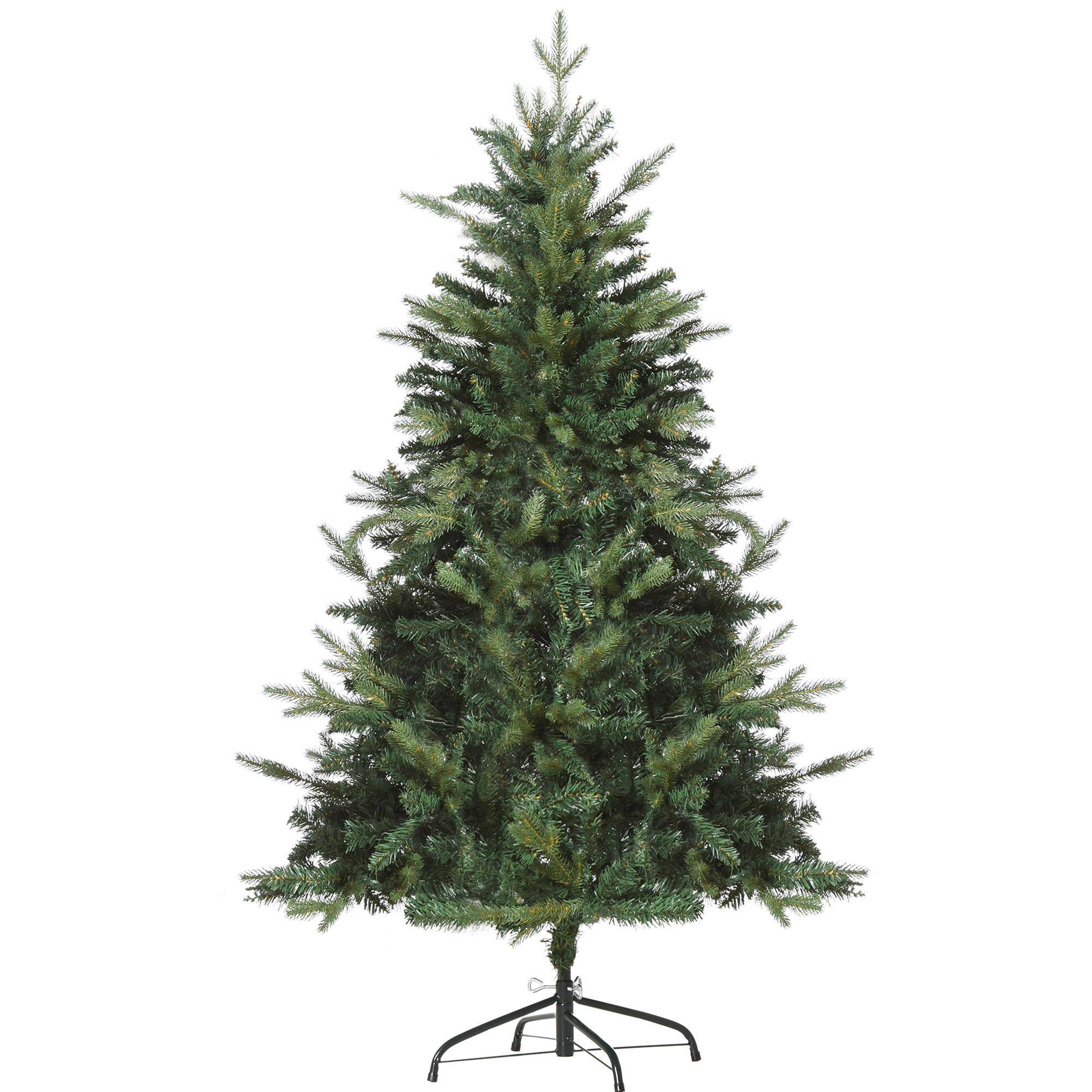WEIHNACHTSBAUM 1,5 m Christbaum Kunsttanne 946 Zweige Metallfuß kunststoff Weiß - Grün, Kunststoff (150cm) - HOMCOM