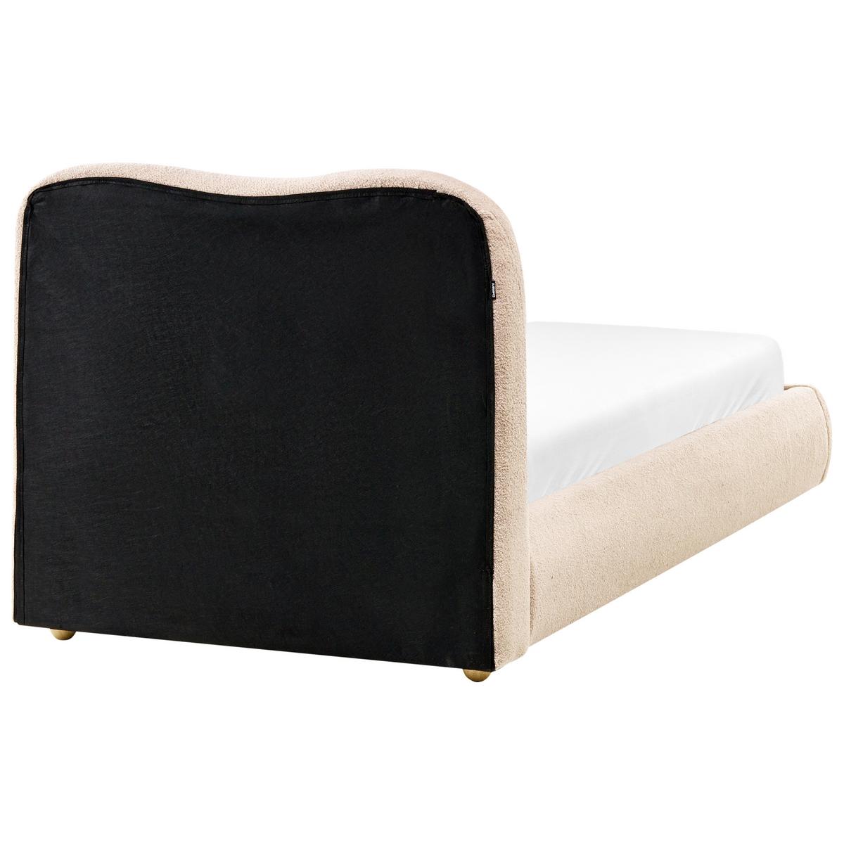 BETT mit Stauraum 90/200 cm Hellbeige Blagnac - Beige/Braun, Textil (90/200cm) - Beliani