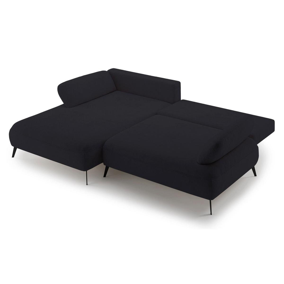ECKSOFA Avolla Anthrazit links - Schwarz, Textil/Metall (284/186cm) - Selsey