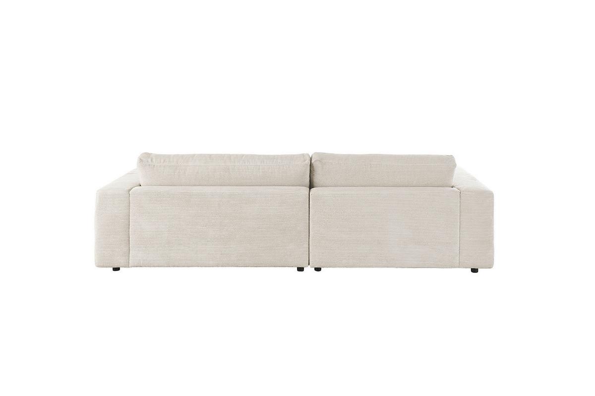 ECKSOFA MADELINE Cremeweiß Cord - Creme/Schwarz, Kunststoff/Textil (270/190cm) - KAWOLA