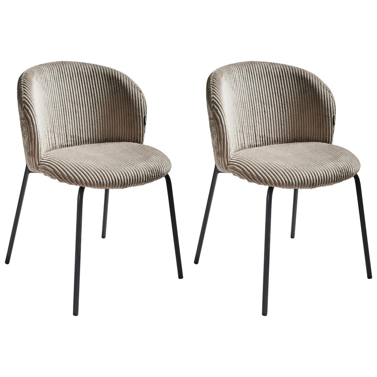 ESSZIMMERSTUHL 2er-Set Cord Taupe Miles - Taupe, Textil (53/83/55cm) - Beliani