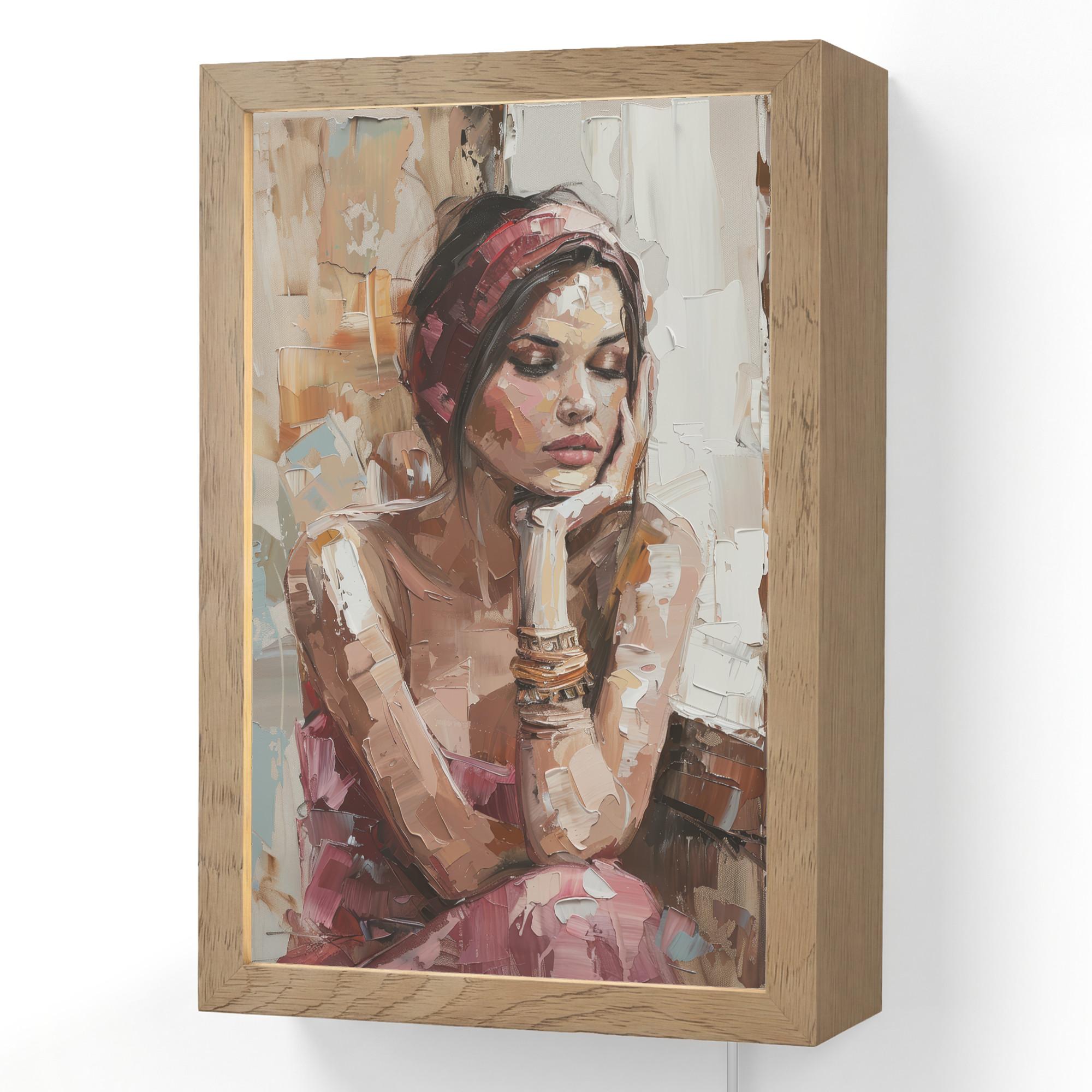 WANDLEUCHTE Frau - Lackierung - Porträt - Modern 20x30 cm - Braun, Holzwerkstoff (20/30/8cm) - OnlyWow
