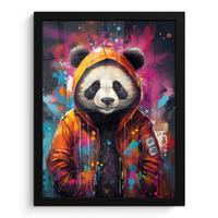 POSTER MIT RAHMENGERAHMTES BILD Panda - Jacke - Graffiti - Orange Bilderrahmen 30x40 cm - Orange, Papier (30/40cm) - MuchoWow